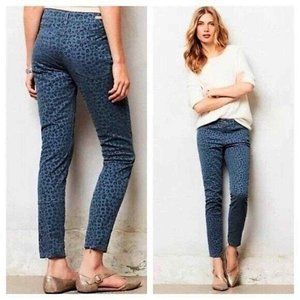 Anthropologie Pilcro Stet Flocked Leopard Print Pant Sz 27 EUC